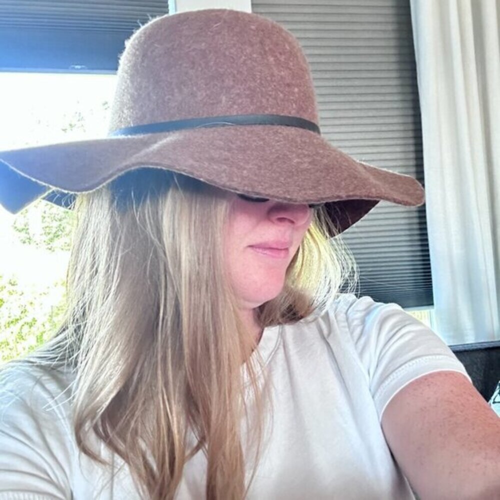 Wool Felted Chocolate Brown Wide Brim Boho Fall Hat with Leather Trim Fall - Picture 3 of 4